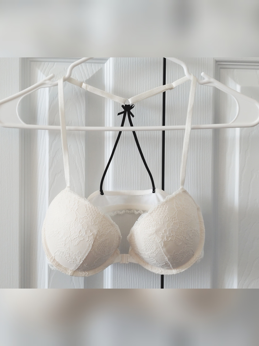 Ivory Front Closure Racer Back Lace Bra